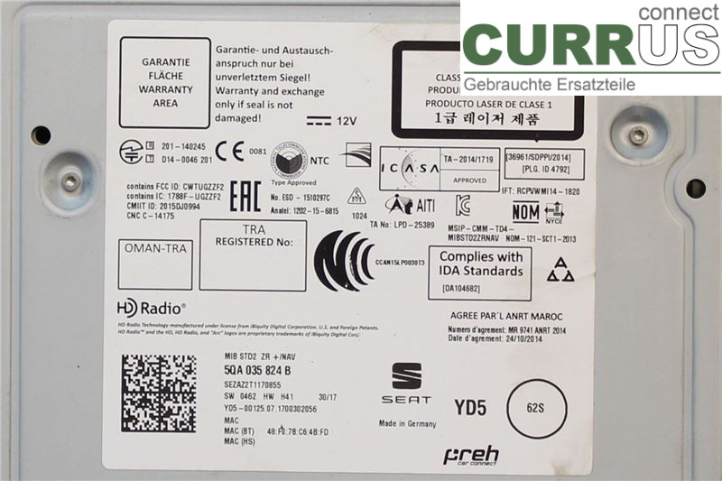 SEAT ATECA  16- Radio CD / Multimedia panel 5QA035824B CZEA