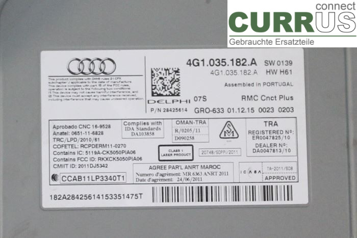 AUDI A6/S6 4G   11-18 Radio CD / Multimedia panel 4G1035182A CNHA