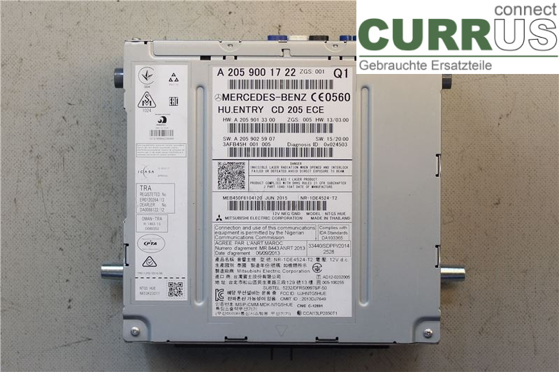 MB C-KLASS (W205)  14- Radio CD / Multimedia panel A2059006222 651921