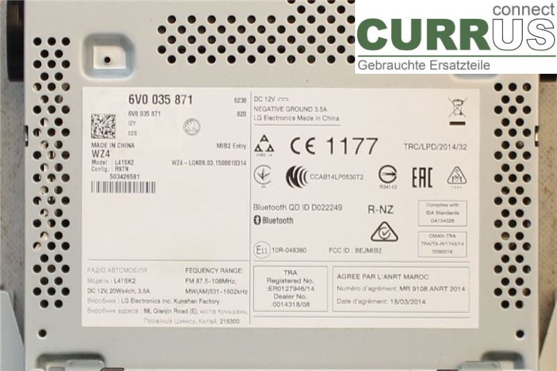 SKODA FABIA  15- Radio CD / Multimedia panel 6V0035871 CJZC