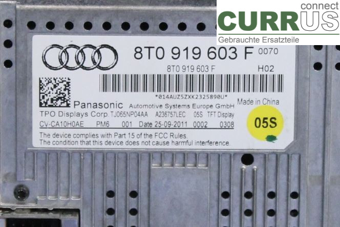 AUDI A5  07-16 Monitor 8T0057603F CJEB