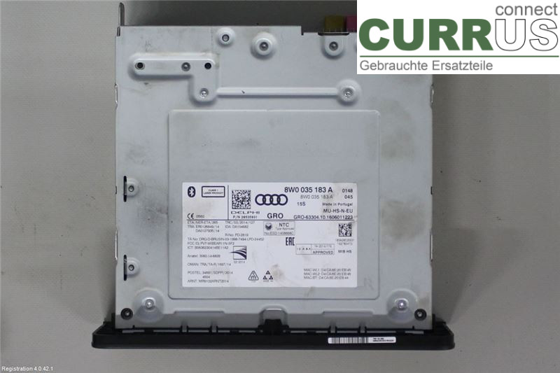 AUDI A4/S4  B9 16-19 Radio CD / Multimedia panel 8W0035183A DETA