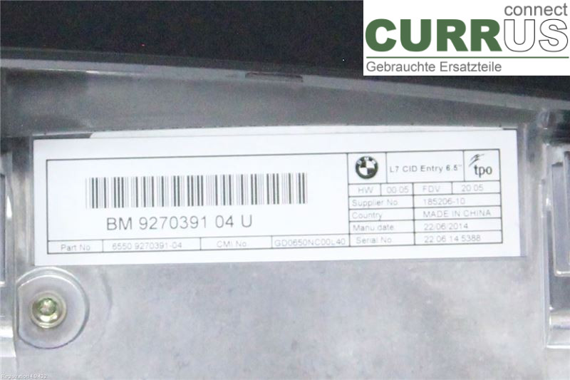 BMW 1 F20/F21   11-19 Monitor 65509270391 