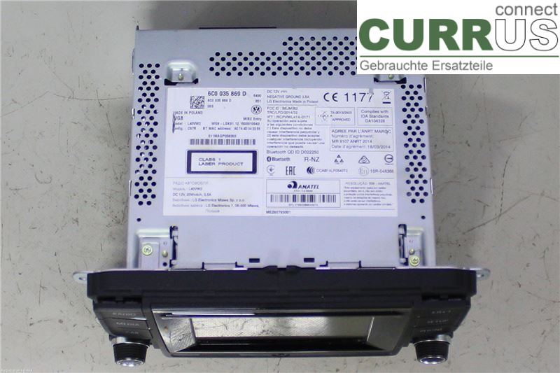 VW POLO       10-17 Radio CD / panneau multimédia 6C0035869D CJZC