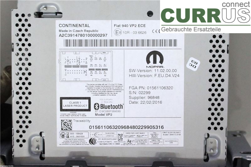 ALFA GIULIETTA Radio CD / Multimedia panel 156146144 