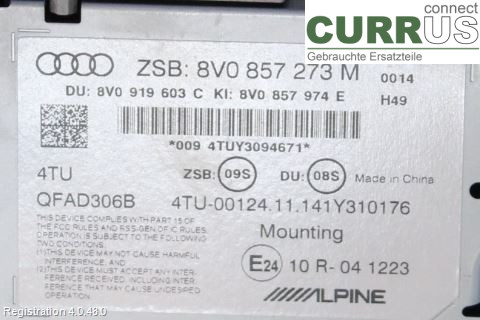 AUDI A3/S3 8V  13-20 Monitor 8V0857273M 