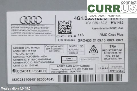 AUDI A6/S6 4G   11-18 Radio-CD-/Multimedia-Panel 4G1035182C 