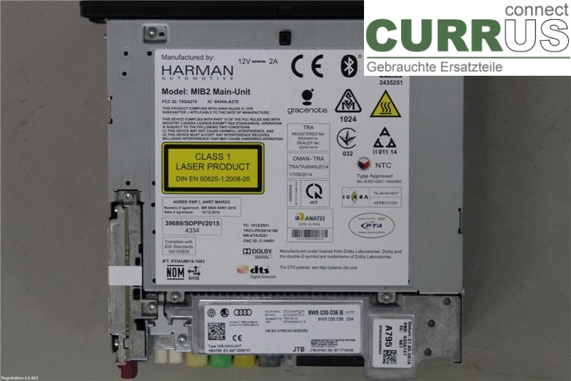 AUDI A4/S4  B9 16-19 Radio CD / Multimedia panel 8W5035036B 
