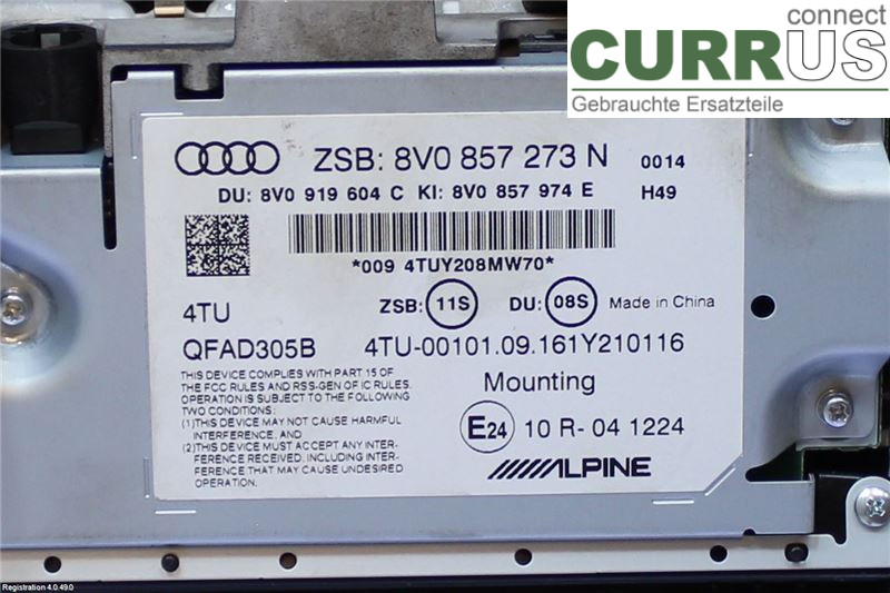 AUDI A3/S3 8V  13-20 Monitor 8V0857273P 