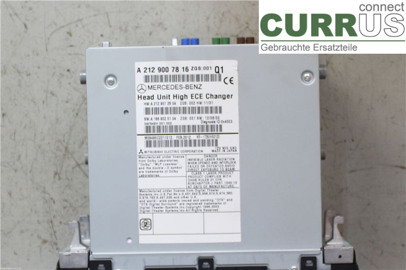 MB CLS-KLASS (C218/X218)   11-17 Radio CD / Multimedia panel A2129004017 OM642.853