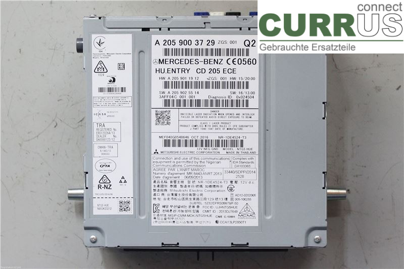 MB C-KLASS (W205)  14- Radio CD / Multimedia panel A2059003729 OM651.921