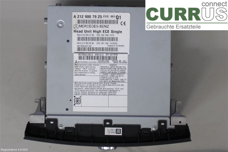 MB E-KLASS (W212) 09-16 Radio-CD-/Multimedia-Panel A2129006127 M157.981