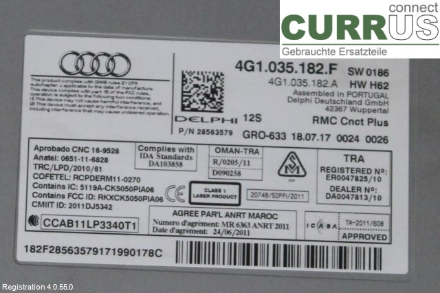 AUDI A6/S6 4G   11-18 Radio CD / Multimedia panel 4G1035182FX DDDA