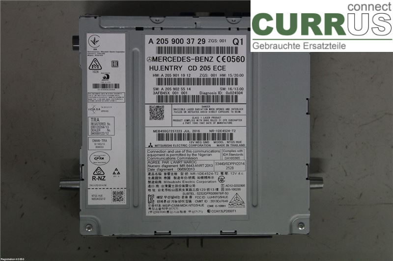 MB C-KLASS (W205)  14- Radio CD / Multimedia panel A2059003729 OM651.921