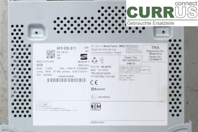 SEAT IBIZA V  17-20 Radio CD /Multimediapanel 6F0035871 CHZL