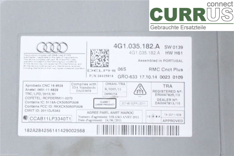 AUDI A6/S6 4G   11-18 Radio CD / Multimedia panel 4G1035182A CNHA