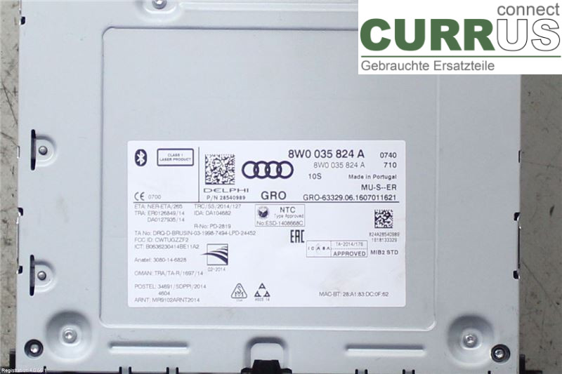 AUDI A4/S4  B9 16-19 Radio CD / Multimedia panel 8W0035824A DETA