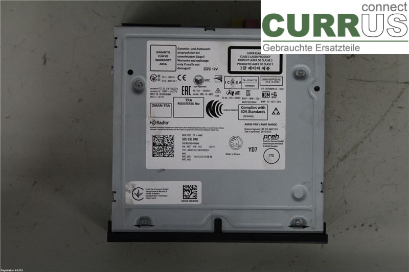 SKODA OCTAVIA  13-20 Radio CD / Multimedia panel 565035840 DKRF