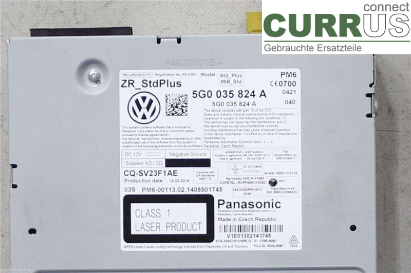 VW GOLF / E-GOLF VII   13-20 Radio-CD-/Multimedia-Panel 5G0035824AX CLHA