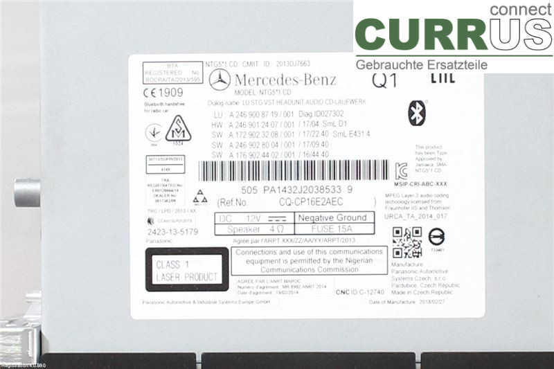 MB A-KLASS (W176)   13-18 Radio-CD-/Multimedia-Panel A2469000921 M270.910