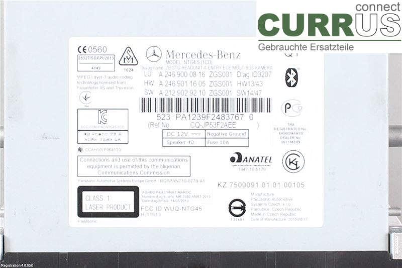 MB A-KLASS (W176)   13-18 Radio-CD-/Multimedia-Panel A2469000816 OM651.930