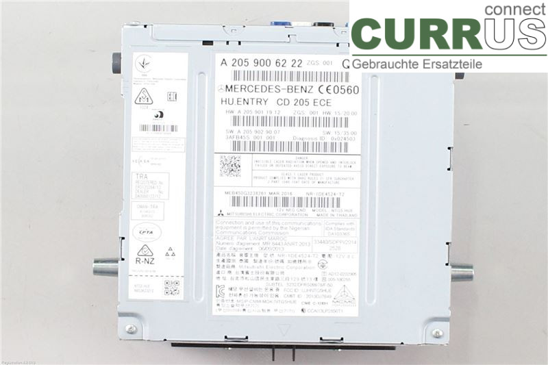 MB C-KLASS (W205)  14- Radio CD / Multimedia panel A2059006222 M274.910