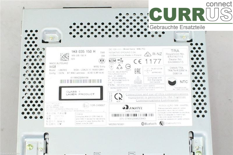 VW CADDY  16-20 Radio CD / panel multimedialny 1K8035150H DFSD