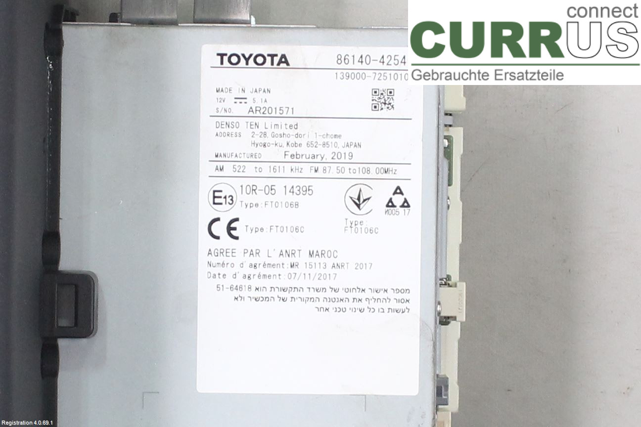 TOYOTA RAV4  19- Radio CD / Multimedia panel  A25A-FXS