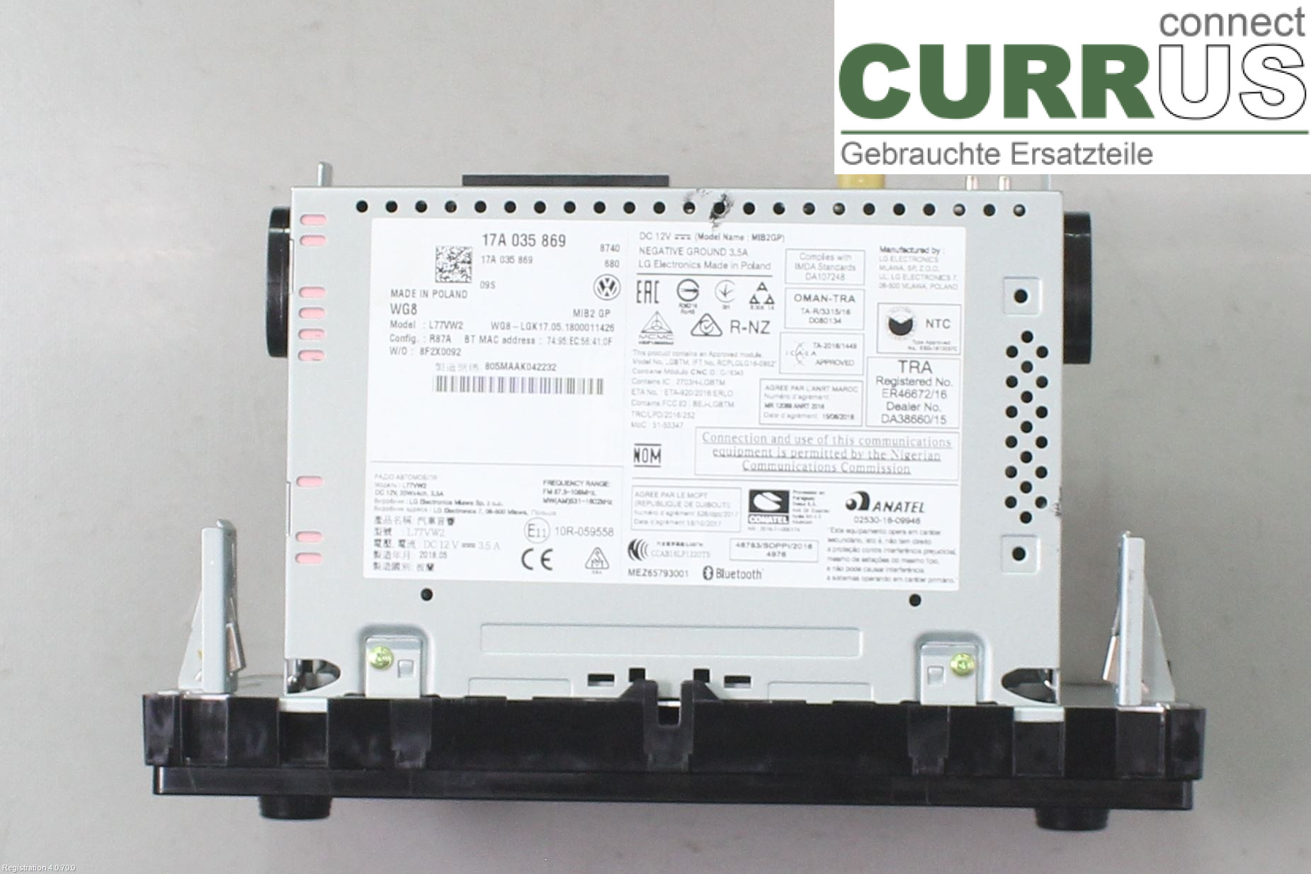 VW POLO VI 18- Radio CD / Multimedia panel 17A035869 CHZL