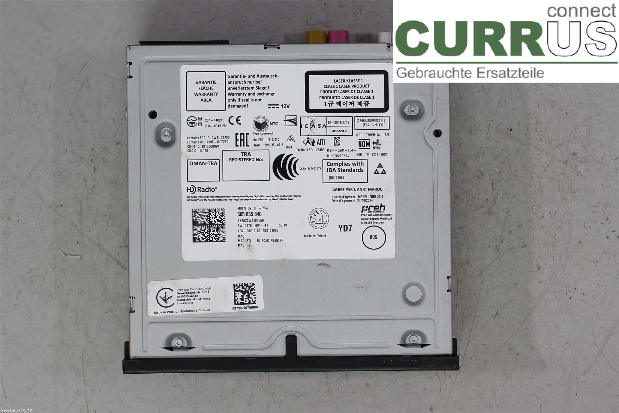 SKODA OCTAVIA  13-20 Radio CD / Multimedia panel 565035840 DKRF