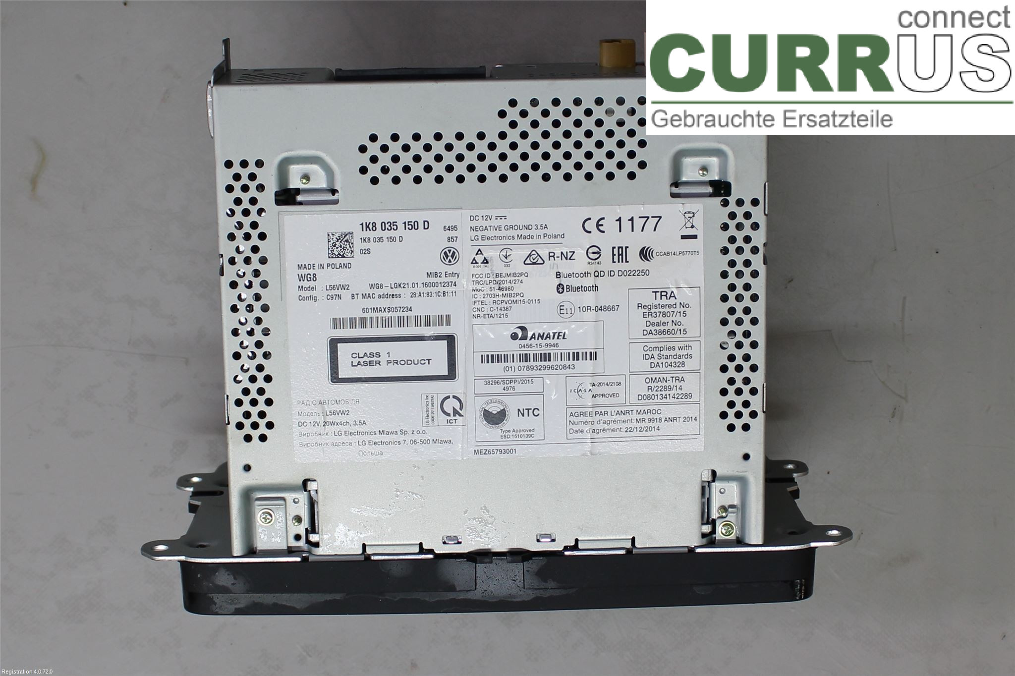 VW CADDY 16-20 Radio CD / Multimedia panel 1K8035150D DFSD