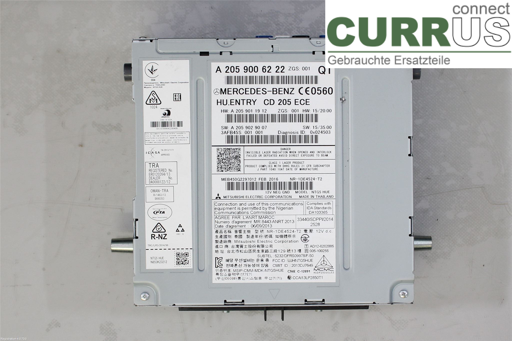 MB C-KLASS (W205)  14- Radio CD / Multimedia panel A2059006222  OM651.921