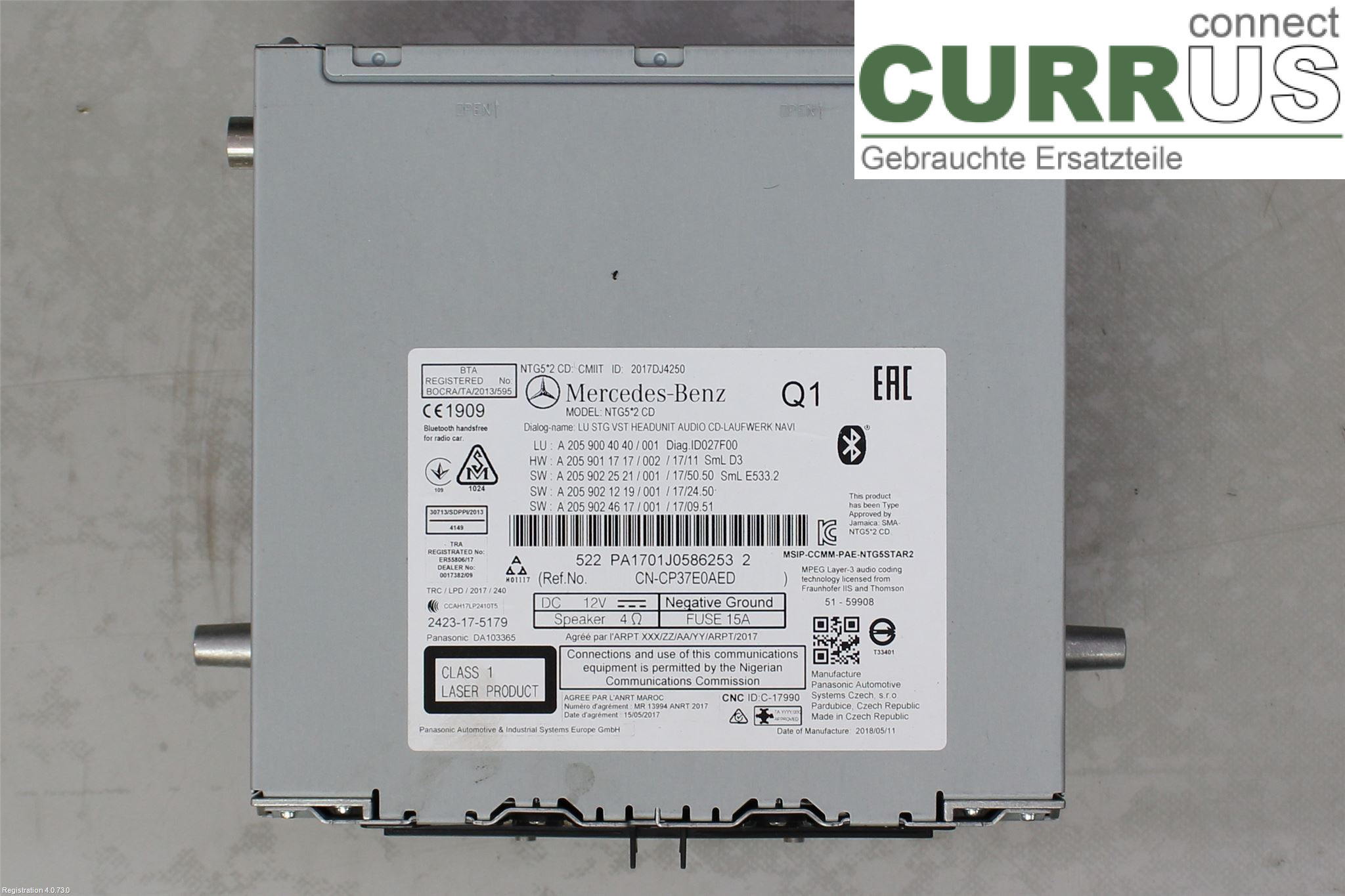 MB C-KLASS (W205)  14- Radio CD / Multimedia panel A2059009340 M274.920