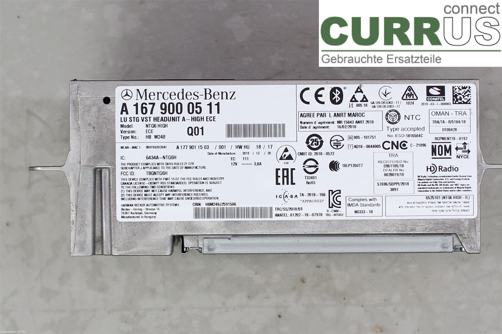 MB A-KLASS (W177) 18- Radio CD / Multimedia panel M260.920