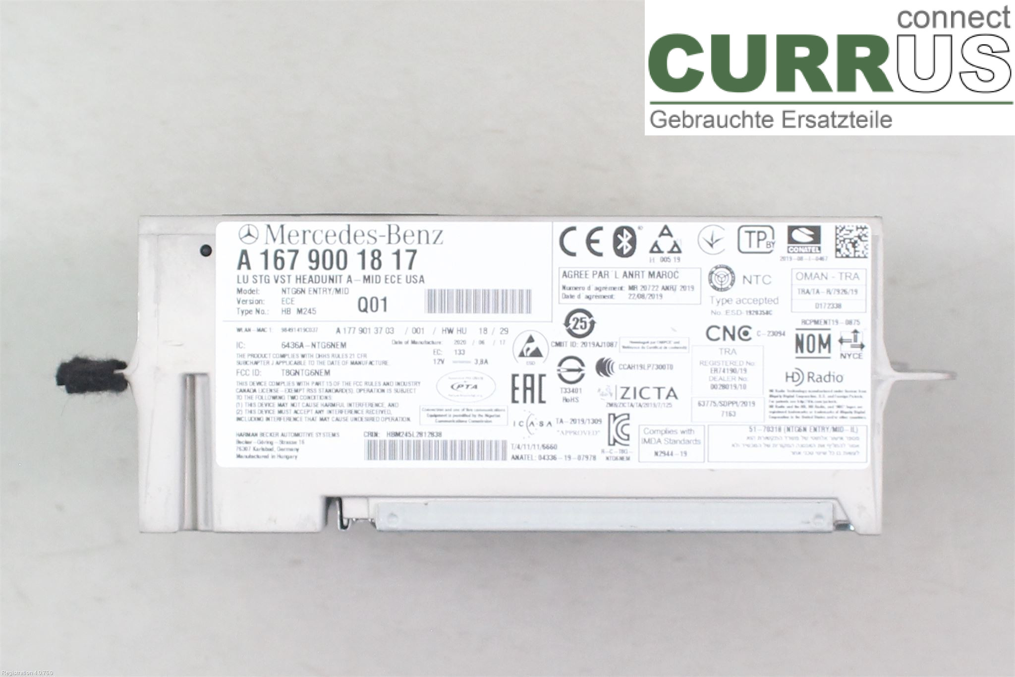 MB A-KLASS (W177) 18- Radio CD / Multimedia panel A1679001817 M282.914