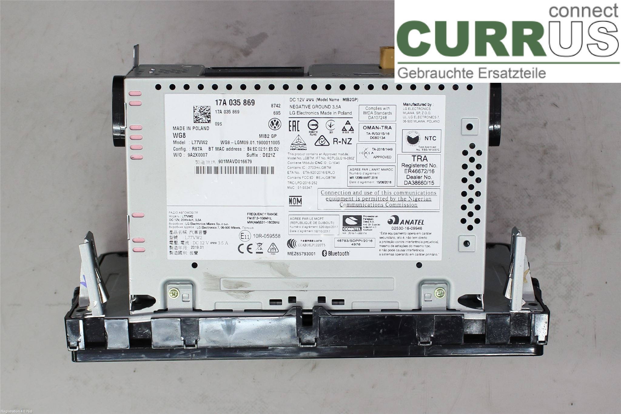 VW POLO VI 18- Radio CD / Multimedia panel 17A 035 869    DKLA