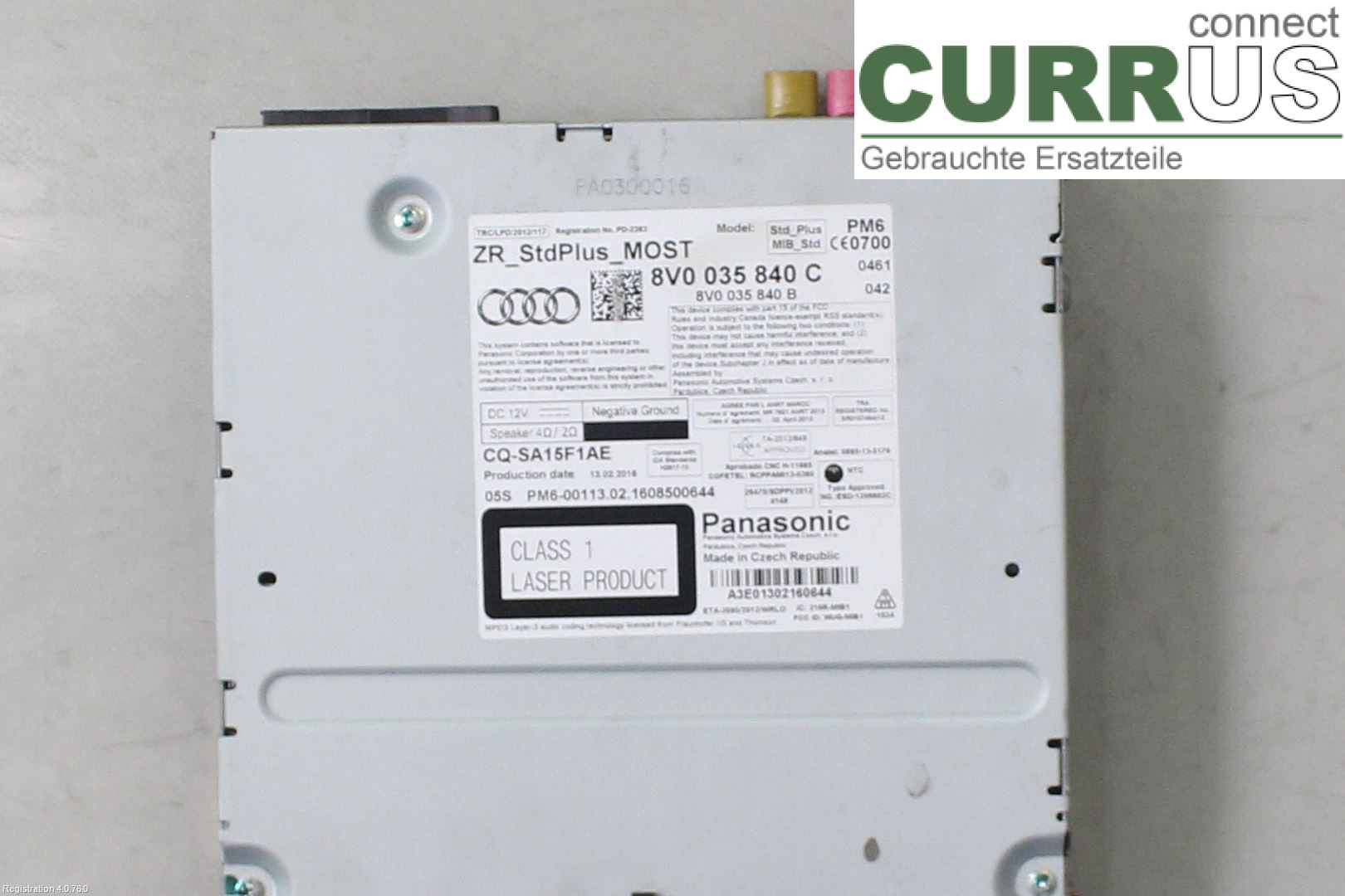 AUDI A3/S3 8V  13-20 Radio-CD-/Multimedia-Panel 8V0 035 840 B  CZGB