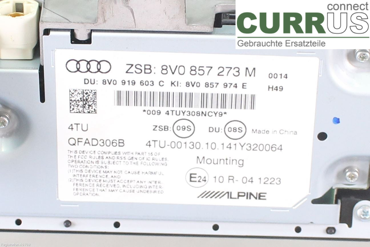 AUDI A3/S3 8V  13-20 Monitor 8V0 857 273 M  CRKB