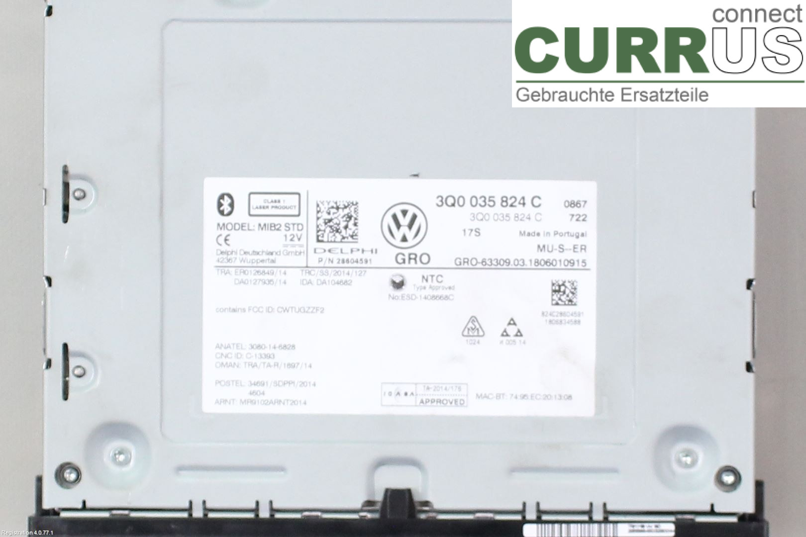 VW GOLF SPORTSVAN 15-20 Radio CD / Multimedia panel 3Q0 035 824 CX CHZC