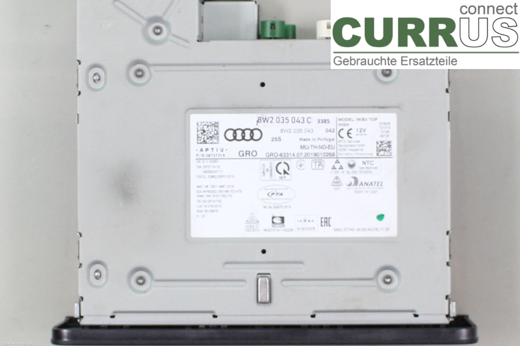 AUDI A4/S4 B9 20- Radio CD / Multimedia panel 8W2 035 043 C DETA
