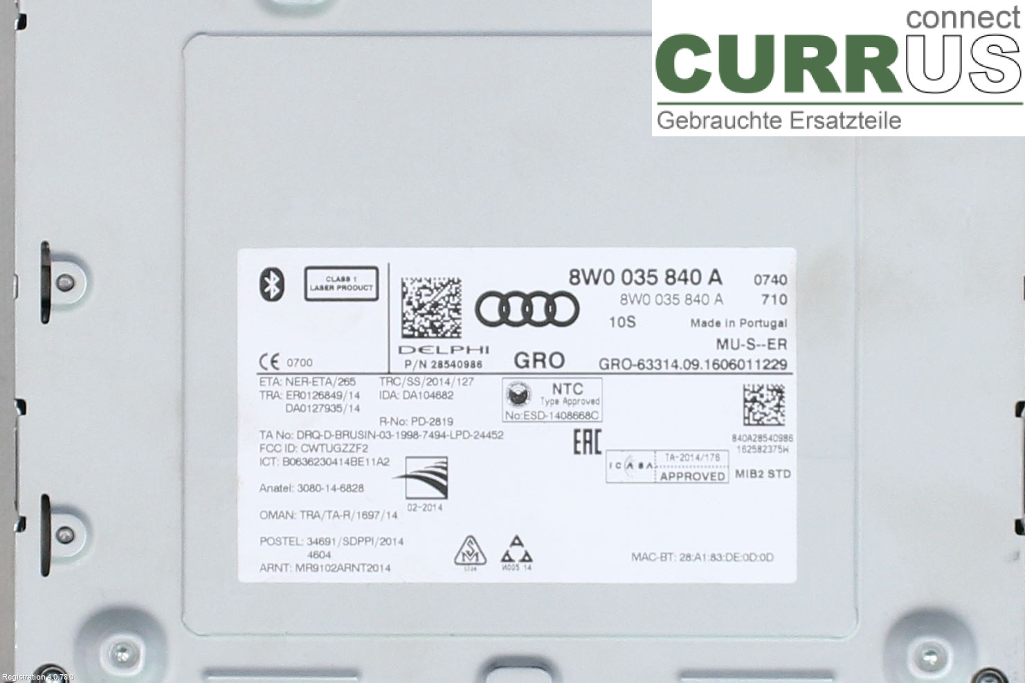 AUDI A4/S4  B9 16-19 Radio-CD-/Multimedia-Panel 8W0 035 840 A  DEUA