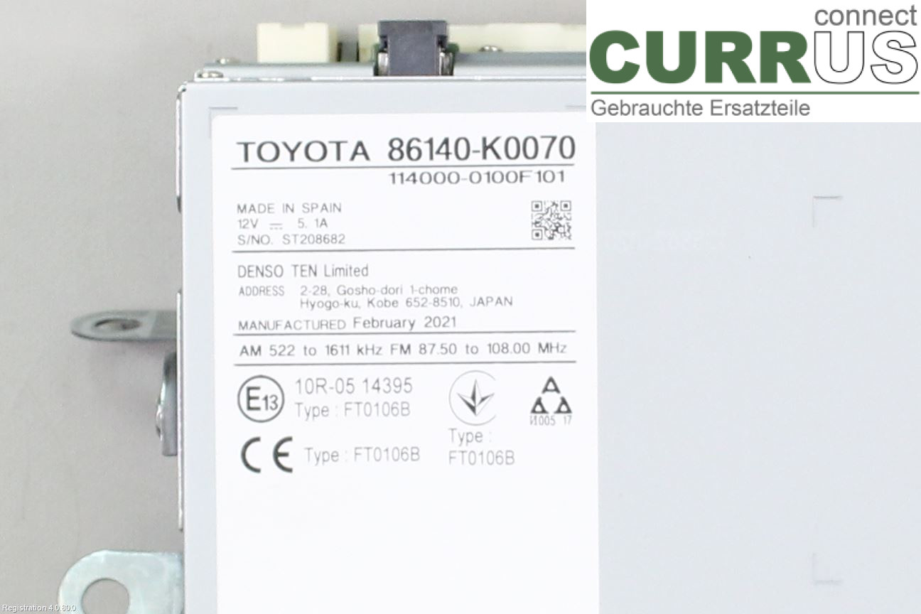 TOYOTA YARIS  20- Radio CD / Multimedia panel 86140-K0070 M15AFXE