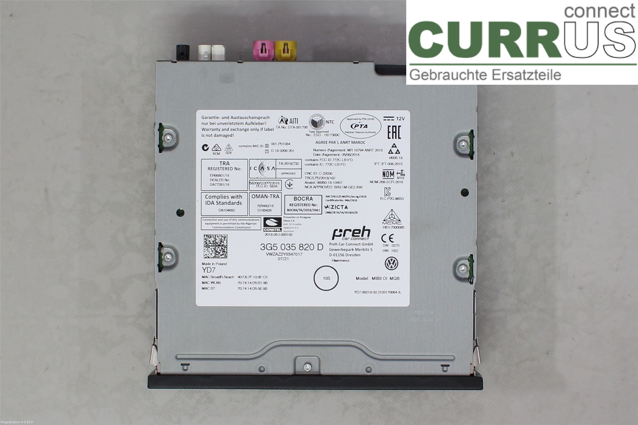 VW PASSAT  15-19 Radio CD / panneau multimédia 3G5035820D DGEB
