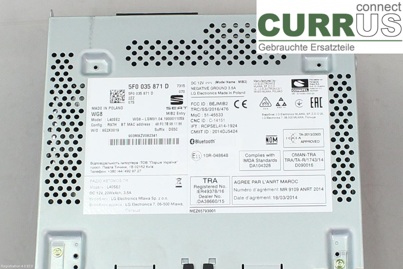 SEAT LEON   13-20 Radio CD / Multimedia panel 5F0 035 871 D   DHFA