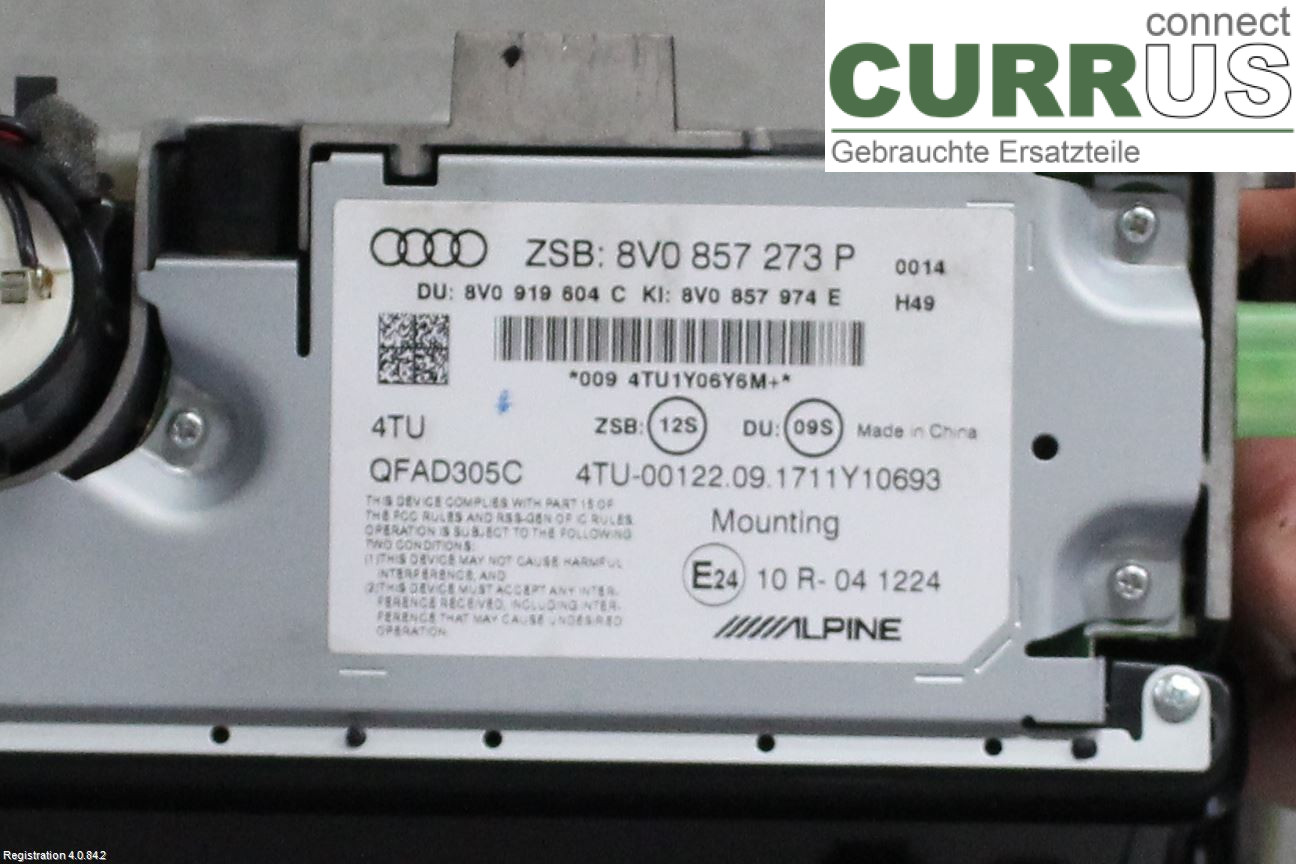 AUDI A3/S3 8V  13-20 Monitor 8V0 857 273 P  6PS DAZA