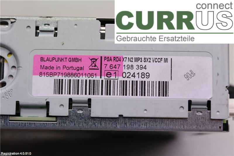 CITROEN C5  08-17 Radio CD /Multimediapanel 657903 9HZ 1.6HDI