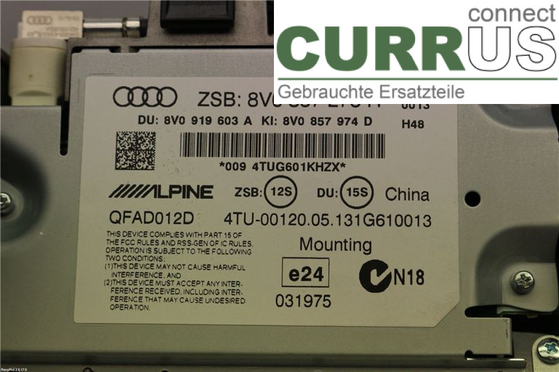 AUDI A3/S3 8V  13-20 car-part-types.display 8V0857273H 2.0 TDI CRBC