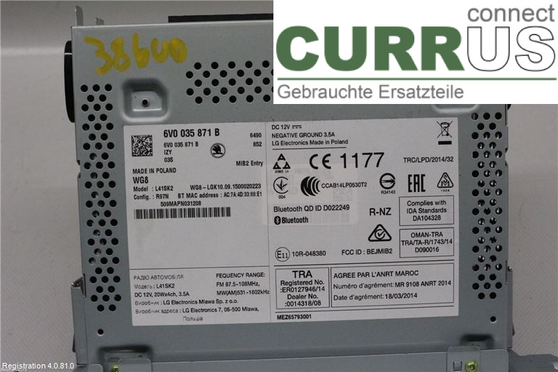 SKODA FABIA  15- Radio CD / panel multimedialny 6V0035871BIZY CJZC