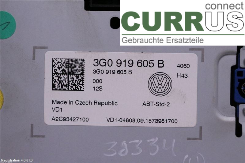 VW GOLF / E-GOLF VII 13-20 Radio CD / Multimedia panel 3G0919605B 1,4 TGI GAS