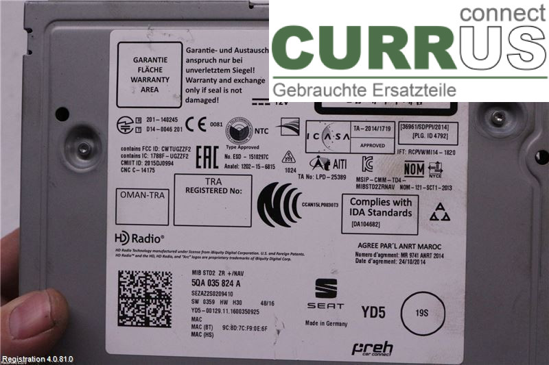 SEAT LEON   13-20 Radio CD / panneau multimédia 5QA035824A CYVB